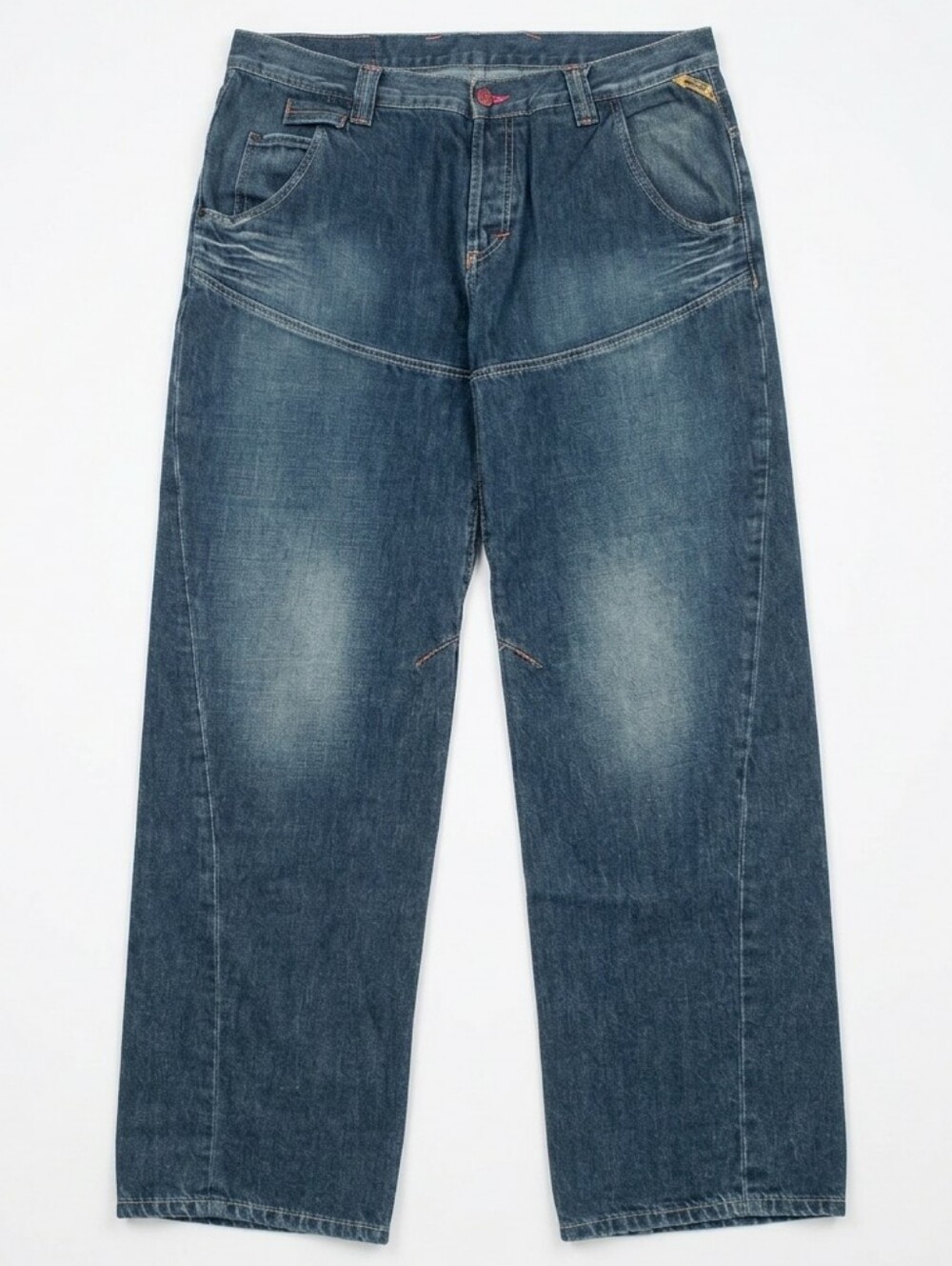 Vintage Salvage Men Jeans Barrel Twisted Wide Leg Nordkapp 38X34 Button Fly Y2K
